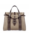 Practical with luxe appeal, this suede tote from Belstaff is the new must-have investment bag - Front flap with leather buckle and silver-tone hardware, leather carrying handles and trim - Perfect for everyday use or pared-down off-duty cool