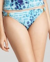 Printed swim briefs with gathered waistband with hardware detail at hips from Hermanny by Vi.