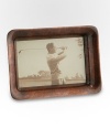 A must-have addition to your collection is handcrafted in antiqued copper plating, lending a timeworn touch to a cherished photo. Accommodates a 4 X 6 photograph Antique copper plating Wipe clean Imported 