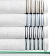 Plush and sumptuous, this pure cotton Borderline hand towel from Hotel Collection wraps you in comfortable luxury. Features a pristine white hue with subtle striped details along the hem for just a touch of color. Zero twist construction.