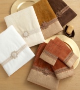 Elegant with opulent detailing, the Avanti Braided Cuff hand towels' style and texture are a welcome addition to any bathroom. Available in a variety of hues, these towels feature an ornate braided cuff.