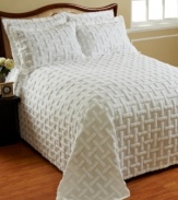 Modern simplicity. Soft, tufted blocks accent pure cotton for classic comfort with contemporary, geometric styling.