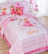 Perfect pink princess! Every little girl will feel like a princess with this comforter set featuring the famous children's book character Pinkalicious. Various shades of pink, applique details and ruffled edges create a fun and playful look.