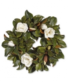 A unique take on tradition, this Magnolia holiday wreath from Winward is perfect for decorating in winter months with its peaceful blossoms.