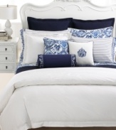 An exquisite pattern of embroidered florals alludes to the natural beauty of the Far East in this soft, 100% cotton duvet from Lauren Ralph Lauren. (Clearance)