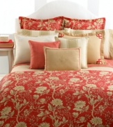 A lively, chinoiserie-inspired pattern adorns Lauren Ralph Lauren's Villa Camelia Euro sham in a bold paprika hue for a chic and inviting result. Woven of pure cotton.