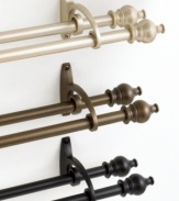 A double rod, in one! Perfect for hanging drapes and sheers, the Serif rod set allows you to neatly hang two panels at once. Featuring decorative finials on each end.