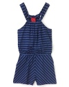 A go-anywhere look for your growing girl, this striped romper brings on-trend style to her summer wardrobe.