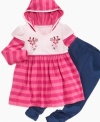 Striping highlights the cute look of a hooded tee and leggings set from Little Bitty. (Clearance)