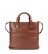 Luxurious bag in brown leather - classic and currently very hip shopper shape - very comfortable handles with decorative arrow finish - embossed Loewe logo adds a stylish finish - a genuine favorite, robust and functional - super size, fits a laptop, too