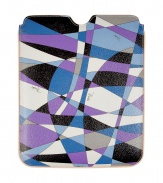 Get up and go glamorously with Puccis elegantly eye-catching iPad case - Sleeve style, in a vibrant purple and blue graphic print with logo signature - Open top, leather piping and stitch trim - Durable plastic protects against dust, moisture and scratches - Fits all iPad models - Great for everyday, also makes a superb gift