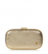 Deck the Halls and your wardrobe with Anya Hindmarchs Marano Music Box clutch - a fantastically festive take on this favorite style - Wind up mechanism on the outside turns clockwise to play music box - Gold-toned frame with logo clasp, metallic gold crinkle leather, inside back wall slot pocket - Pair with flirty cocktail dresses and matching metallic accessories