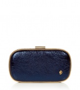 Deck the Halls and your wardrobe with Anya Hindmarchs Marano Music Box clutch - a fantastically festive take on this favorite style - Wind up mechanism on the outside turns clockwise to play music box - Gold-toned frame with logo clasp, metallic midnight crinkle leather, inside back wall slot pocket - Pair with flirty cocktail dresses and matching metallic accessories