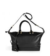 Upgrade any look with this luxurious statement satchel from Diane von Furstenberg - Classic shopper style, carrying handles and shoulder strap, top zip closure, made with glossy textured leather - Perfect for daily use or off-duty chic