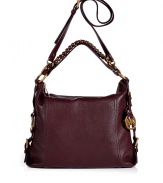 The classic hobo gets a style-centric twist with this supple leather and chain-detailed version from MICHAEL Michael Kors - Hobo shape, chain-detailed carrying handle, convertible shoulder strap, top zip closure, gold-tone logo charm, side detail with buckle and gold-tone ring hardware - The perfect bag for a casual night out or for brunch with the girls