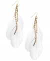 Don't be a featherweight! Knock 'em out in Style&co.'s fashionably free-spirited feather earrings. Crafted in gold-plated mixed metal with light, white feathers and crystal accents. Approximate drop: 4-1/2 inches.