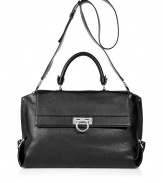 Luxurious bag in fine black leather - Extremely high quality finish - you can see and appreciate - Stylish, roomy shopper shape with flap, short carry handle and long shoulder strap - Classy twist lock - Brilliant upgrade for simple business and daytime looks