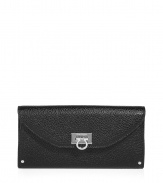 Make a luxurious statement everyday with this lovely textured black leather wallet - Classic envelope shape with classic Ferragamo silver logo on front - Durable, elegant, and perfect for everyday use