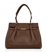 Classic with a twist, this signature Salvatore Ferragamo bag boasts luxe details and elegant design - Shopper style, front flap with logo lock closure, short top handles, contrast stitching - Great for everyday use or for casual cocktails