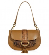 Bring luxe appeal to your look with this ultra-stylish bag from Michael Kors - Chain and leather detailed shoulder strap, front flap with python trim, gold-tone hardware with tassel, front pocket with python detail - Pair with a figure-hugging sheath dress and heels or with an amped up jeans-and-tee ensemble