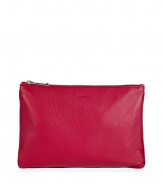 With a delicious shade of textural strawberry leather and streamlined shape, Jil Sanders zippered pouch is a chic choice for stashing away makeup essentials, or carrying alone as a clutch - Top zip, black lining - Carry for travel, or with bright printed cocktail frocks