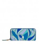 A fun way to incorporate color into your outfit, Emilio Puccis printed PVC wallet is an iconic choice - Zip-around closure, pastel mint lambskin inside, zippered sectional change pocket, multiple credit card slots - Slip into a straw tote for an effortless spring look