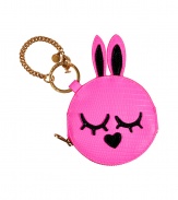 Punchy in pink, Marc by Marc Jacobs bunny coin purse is a cute way to liven up your look - Zip-around closure, textural pink PVC, gold-toned key ring with clip chain attached - An incredibly fun way to stash away your change