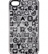 Snap a fun face onto your iPhone with Marc by Marc Jacobs graffiti logo case - Fits 4G iPhones, allover logo print - Stash away in oversized printed totes