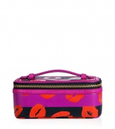 Travel with your favorite makeup essentials with this lip print covered cosmetic case from Marc by Marc Jacobs - Lip-detailed rectangular shape with zip-around closure, top handle, large compartment and mirror, leather trim - Perfect for daily use or as a thoughtful gift