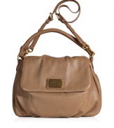 A Marc by Marc Jacobs favorite style in sleek neutral-hued leather, this convertible silhouette lends a cool compliment to any outfit - Flap with logo plaque, magnetic snap underneath, slouchy shape, adjustable removable shoulder strap, logo lining, zippered back wall pocket, 2 front wall slit pockets - Perfect for everyday use or for off-duty casual ensembles