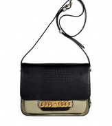 With a hint of 1960s sophistication, this ultra-chic day-to-night purse from Marc by Marc Jacobs will give your look an instant upgrade - Front flap with gold-toned logo chain closure, adjustable shoulder strap, internal pockets, back patch pocket - Wear with an elevated jeans-and-tee ensemble or with a casual cocktail look