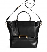 With a ladylike top handle and practical crossbody strap, Diane von Furstenbergs leather satchel is perfect choice for busy days - Flap with push-lock bar closure, zippered back pocket, satchel handle with lips mirror concealed in attached logo fob, removable belted crossbody strap, inside zippered back wall pocket, two front wall slot pockets, zippered front wall pocket, protective feet - Wear as a chic polish to tailored business looks