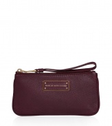 Sleek and sophisticated, Marc by Marc Jacobs leather clutch is a chic way to add a brush of color into your outfit - Metal and leather logo plaque, top zip with matching wristlet strap, tonal logo lining - Flat shape - Carry to cocktail hour with contemporary separates or flirty print dresses