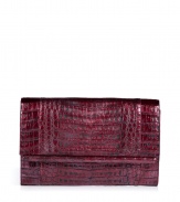 Invest in multi-season sophistication with Nancy Gonzalezs sleek croco clutch, an ultra luxurious choice in cool pearl purple - Flap with bar and hidden magnetic closures, back slit pocket with hidden magnetic closure, zippered front sectional pocket, inside zippered back wall pocket, front wall slot pocket, tonal suede lining - Carry as a finish to chic evening looks