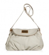 Finish your look on an effortless cool note with Marc by Marc Jacobs ultra versatile slouchy leather flap-over Natasha bag - Front flap pocket with logo plaque and zip, magnetic snap underneath, slouchy shape, adjustable shoulder strap, logo lining, zippered back wall pocket, 2 front wall slit pockets - Perfect for everyday use or for off-duty casual ensembles