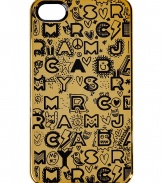 Snap a fun face onto your iPhone with Marc by Marc Jacobs graffiti logo case - Fits 4G iPhones, allover logo print - Stash away in oversized printed totes