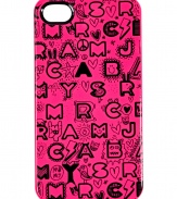 Snap a fun face onto your iPhone with Marc by Marc Jacobs graffiti logo case - Fits 4G iPhones, allover logo print - Stash away in just as bold oversized printed totes