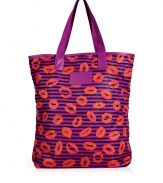 Work a fun print into busy days with Marc by Marc Jacobs stripey lip print shopper - Double top handles, logo plaque, inside back wall slot pocket with Velcro closure - Perfect for running errands or giving as a holiday gift