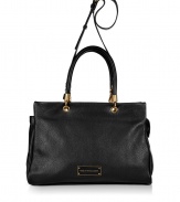 Finish ladylike looks on a sophisticated note with Marc by Marc Jacobs textured leather convertible tote - Double top handles, removable belted shoulder strap, top zip, gold-toned hardware, logo plaque, inside zippered back wall pocket, 2 front wall slot pockets - Team with knit jackets, skinnies, and flats