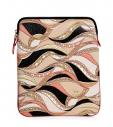 Opt for the iconic and stash away your favorite tech accessory in this characteristic print iPad case from Emilio Pucci - Printed PVC outside, Coral leather trim, top zip closure - Great for everyday, also makes a superb gift