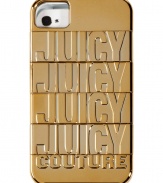 Snap a glamorous face onto your iPhone with Juicy Coutures metal-effect stacked logo cover - Fits 4/4S iPhones - Stash away in just as bold oversized printed totes