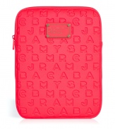 Detailed in durable neoprene with an allover logo print, Marc by Marc Jacobs tablet case is a covetable choice for stashing away your favorite piece of hardware - Tonal logo plaque, zip closure - Carry alone, or slip into bright printed totes