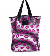 Work a fun print into busy days with Marc by Marc Jacobs stripey lip print shopper - Double top handles, logo plaque, inside back wall slot pocket with Velcro closure - Perfect for running errands or giving as a holiday gift