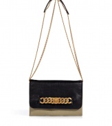 With its cool bracelet chain detail and two-tone coloring, Marc by Marc Jacobs embossed leather shoulder bag lends the perfect dose of ladylike to your look - Black embossed leather flap-over with gold-toned bracelet and turnlock detail, covert green embossed leather body and shoulder strap padding, gold-toned double chain shoulder strap - Wear with everything from knit jackets and skinnies to cocktail sheaths and leather jackets