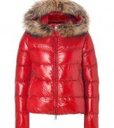 Stay warm while maintaining your impeccable style in this lightweight yet luxe down jacket from Duvetica - Fur-lined hood, front two-way zip closure, long sleeves, zip pockets, quilted - Wear with an elevated jeans-and-tee ensemble and shearling lined boots