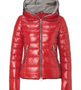 Stay warm while maintaining your impeccable style in this sporty, lightweight down jacket from Duvetica - Hooded, front two-way zip closure, long sleeves, zip pockets, quilted - Wear with an elevated jeans-and-tee ensemble and shearling lined boots