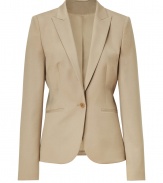 With its sharply tailored fit and timeless classic styling, Hugos sleek beige blazer is an all-season essential - Peaked lapel, long sleeves, single button closure, front slit pockets - Pair with a crisp white shirt and jeans, or dress up for work with a pencil skirt and peep-toes