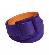 Cinch your look in style with this luxe bold-hued suede belt from Ralph Lauren Collection - Supple suede belt with tonal buckle closure - Style with a blouson top, a tunic, or over an oversized cardigan