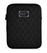 Detailed in durable neoprene with an allover logo print, Marc by Marc Jacobs tablet case is a covetable choice for stashing away your favorite piece of hardware - Tonal logo plaque, zip closure - Carry alone, or slip into sleek leather totes