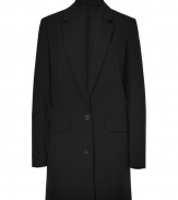 Play with proportions with this chic ultra-long blazer from Michael Kors - Notched lapels, long sleeves, two-button closure, flap pockets, oversized silhouette, long length - Pair with high-waisted skinnies, a relaxed fit blouse, and platform booties